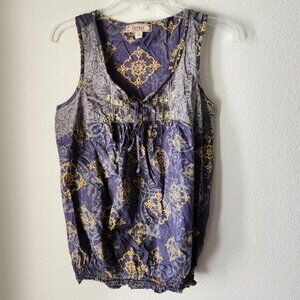 Decree Vintage grey and gold top Sleeveless Sz M/L 100% cotton y2k whimsigoth
